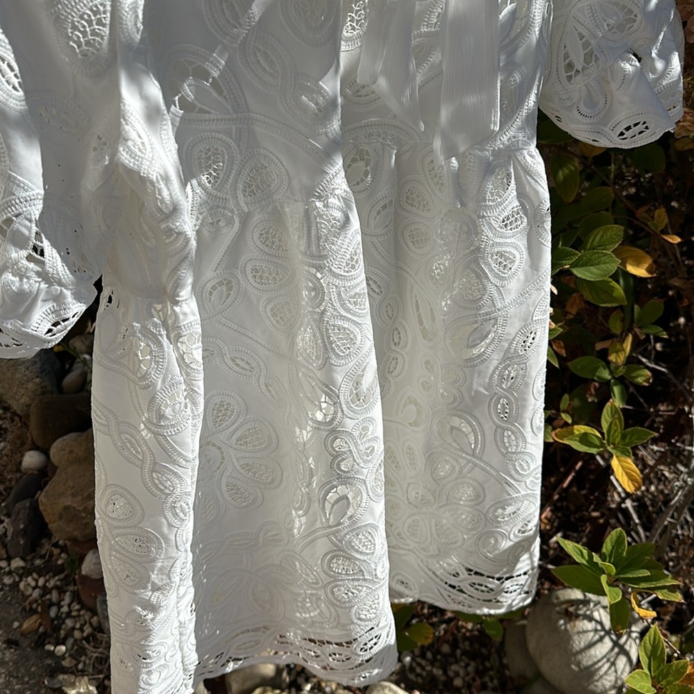 STUNNING Sezane dress 8 white lace wedding bridal shower rehearsal influencer - Picture 12 of 15